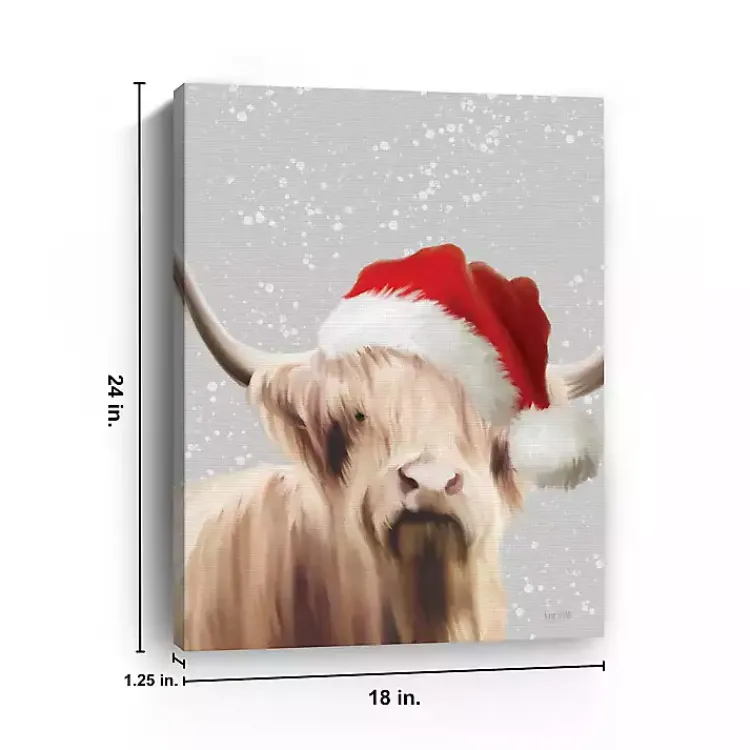 Christmas Art & Wall Decor>Kirklands Home Highland Cow in Santa Hat Canvas Art Print