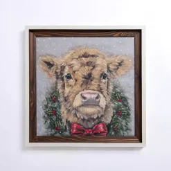 Christmas Art & Wall Decor>Kirklands Home Highland Cow Wreath Framed Art Print