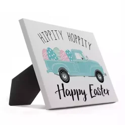 Easter Decorations>Kirklands Home Hippity Hoppity Blue Truck Easel Back Canvas