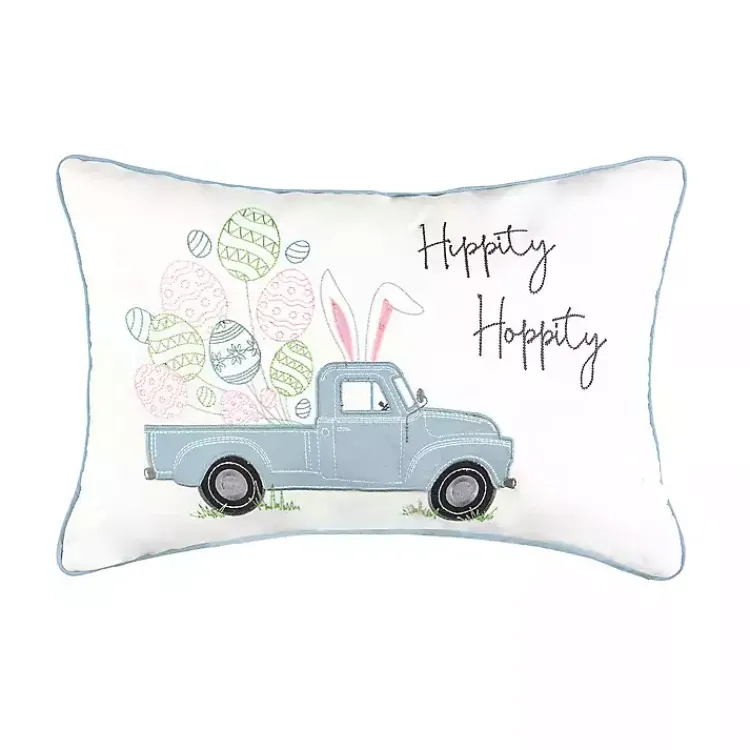 Easter Decorations>Kirklands Home Hippity Hoppity Blue Truck Accent Pillow