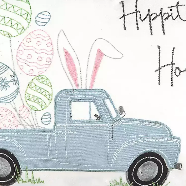 Easter Decorations>Kirklands Home Hippity Hoppity Blue Truck Accent Pillow