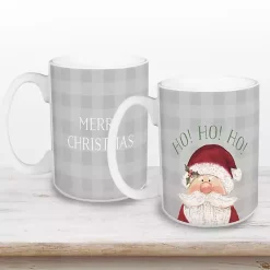 Christmas Dining & Entertaining>Kirklands Home Ho Ho Ho Santa Checkered Christmas Mugs, Set of 2