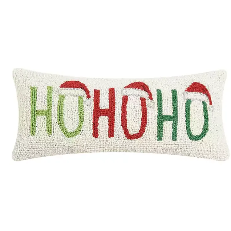 Christmas Pillows>Kirklands Home Ho Ho Ho Santa Hats Wool Pillow