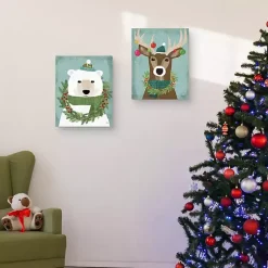 Christmas Art & Wall Decor>Kirklands Home Holiday Animals Canvas Art Prints, Set of 2