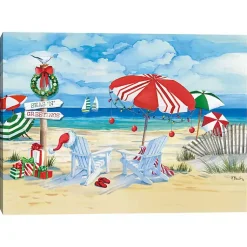 Christmas Art & Wall Decor>Kirklands Home Holiday Beach Signs Coastal Christmas Canvas Print