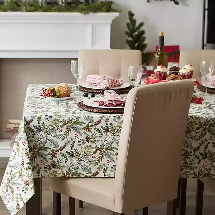 Christmas Dining & Entertaining>Kirklands Home Holiday Berries Tablecloth, 52 in.