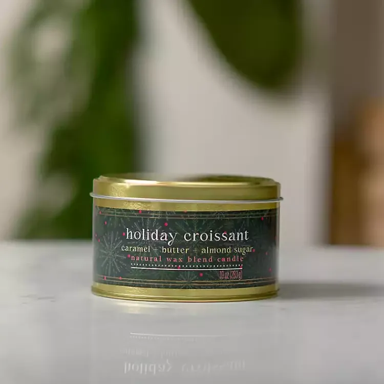 Candles>Kirklands Home Holiday Croissant Gold Tin Jar Candle