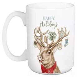 Christmas Dining & Entertaining>Kirklands Home Holiday Deer & Snowflakes Christmas Mugs, Set of 2