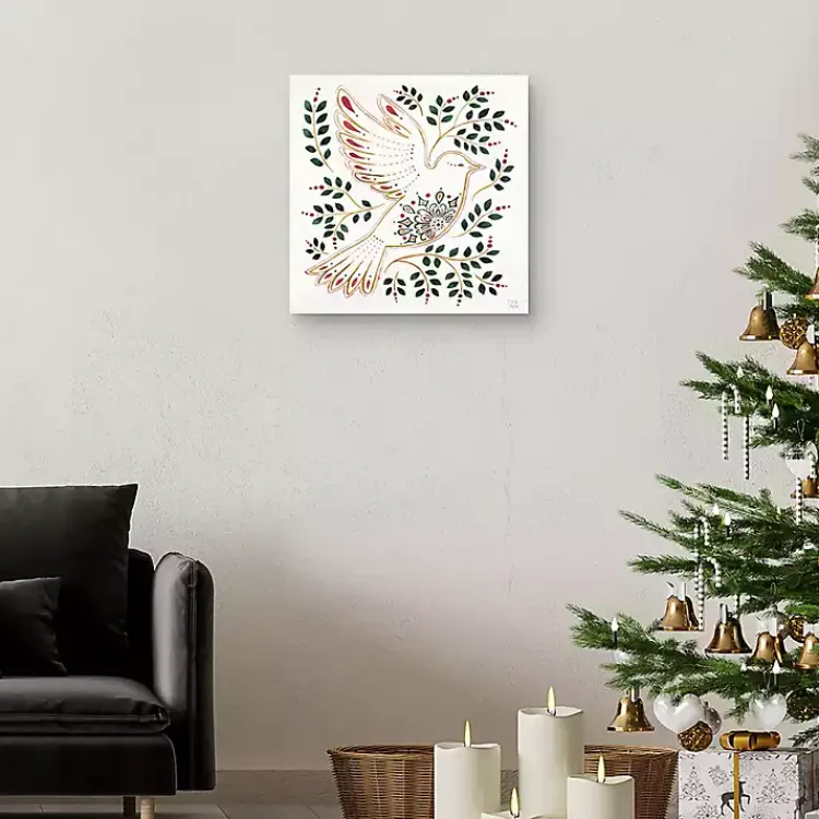 Christmas Art & Wall Decor>Kirklands Home Holiday Dove Canvas Art Print White