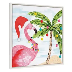 Christmas Art & Wall Decor>Kirklands Home Holiday Flamingo Framed Canvas Art Print