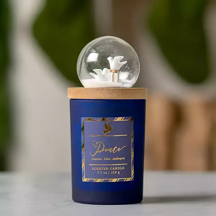 Candles>Kirklands Home Holiday Homecoming Snow Globe Jar Candle Blue