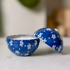 Candles>Kirklands Home Holiday Homecoming Tin Candle Ornament Blue