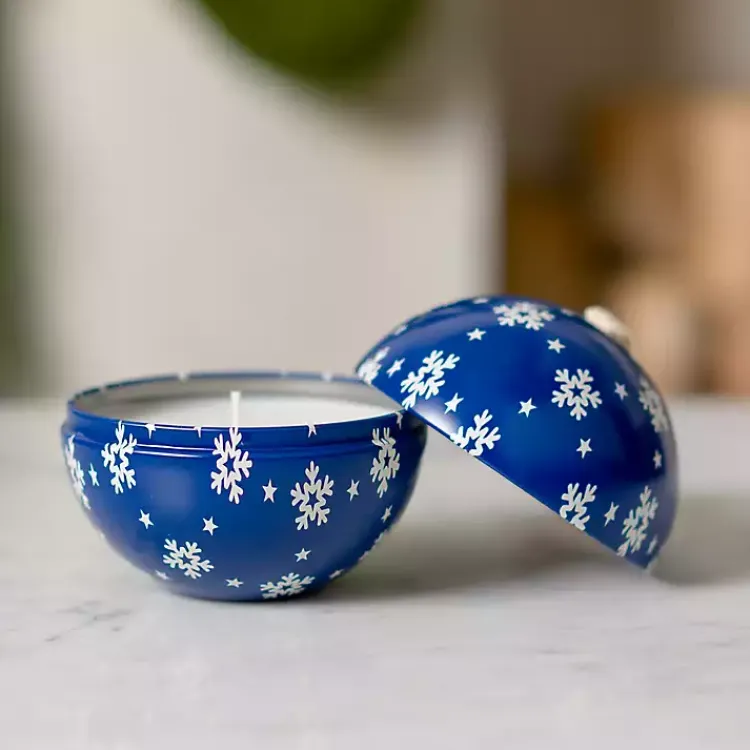 Candles>Kirklands Home Holiday Homecoming Tin Candle Ornament Blue