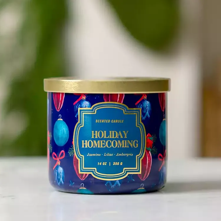 Candles>Kirklands Home Holiday Homecoming Triple Wick Jar Candle Blue