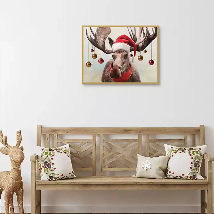 Christmas Decorations>Kirklands Home Holiday Moose Framed Art Print Brown