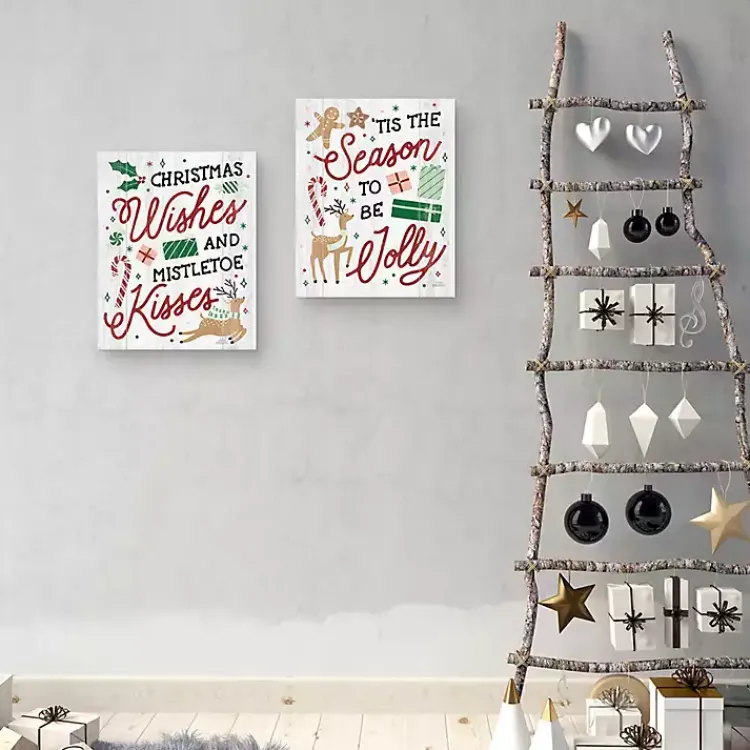 Christmas Art & Wall Decor>Kirklands Home Holiday Phrase Canvas Art Prints, Set of 2