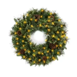 Wreaths>Kirklands Home Holiday Pine Needle Cabin Pre-Lit Wreath