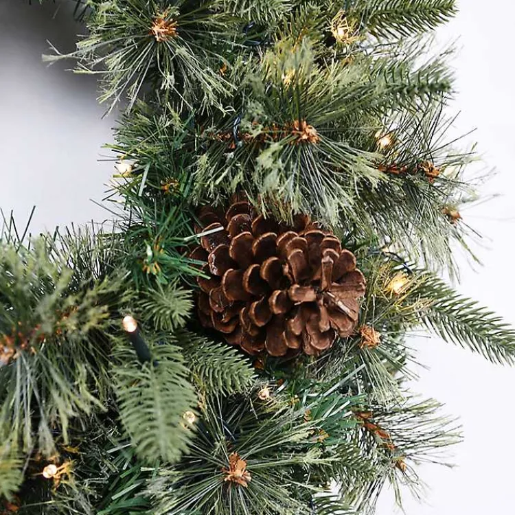 Wreaths>Kirklands Home Holiday Pine Needle Cabin Pre-Lit Wreath