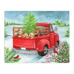 Christmas Art & Wall Decor>Kirklands Home Holiday Puppies in Truck Canvas Art Print