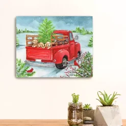 Christmas Art & Wall Decor>Kirklands Home Holiday Puppies in Truck Canvas Art Print