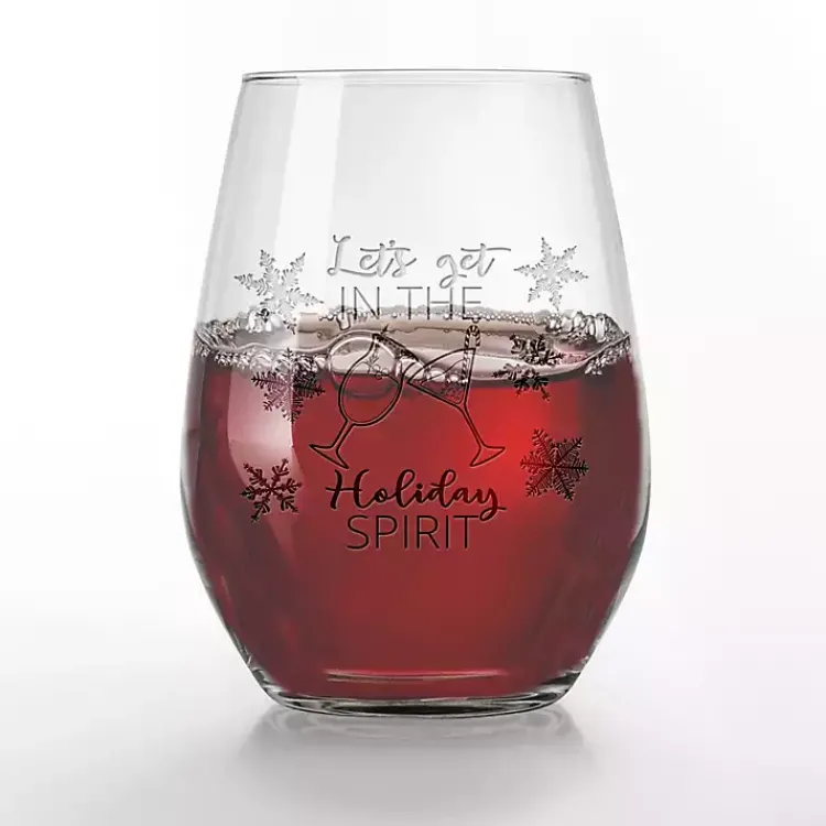 Christmas Dining & Entertaining>Kirklands Home Holiday Spirit Etched Wine Glasses, Set of 2 Clear
