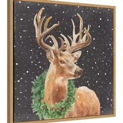 Christmas Art & Wall Decor>Kirklands Home Holiday Stag Framed Canvas Art Print