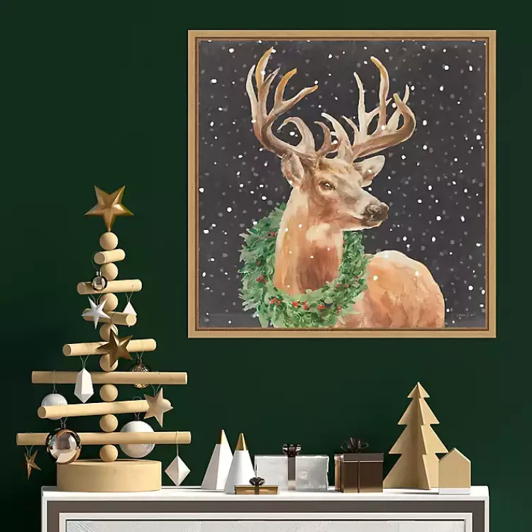 Christmas Art & Wall Decor>Kirklands Home Holiday Stag Framed Canvas Art Print