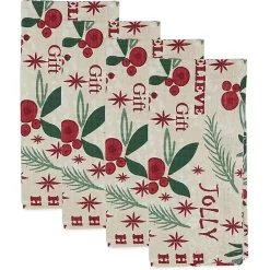 Christmas Dining & Entertaining>Kirklands Home Holly Berry Typography Christmas Napkins, Set of 4