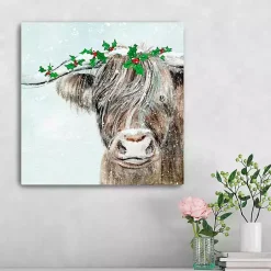 Christmas Art & Wall Decor>Kirklands Home Holly Highland Cow Canvas Art Print