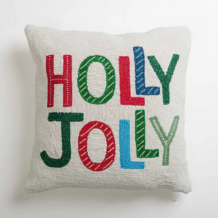 Christmas Pillows>Kirklands Home Holly Jolly Beaded Pillow Multi