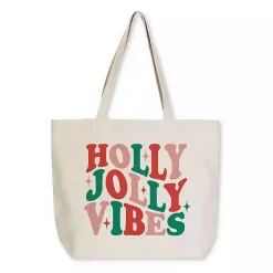 Christmas Decorations>Kirklands Home Holly Jolly Vibes Canvas Tote Bag