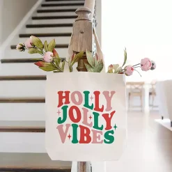 Christmas Decorations>Kirklands Home Holly Jolly Vibes Canvas Tote Bag