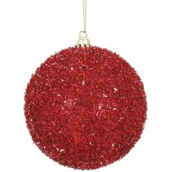 Christmas Ornaments>Kirklands Home Holly Tinsel 4-pc. Christmas Ornament Set Red