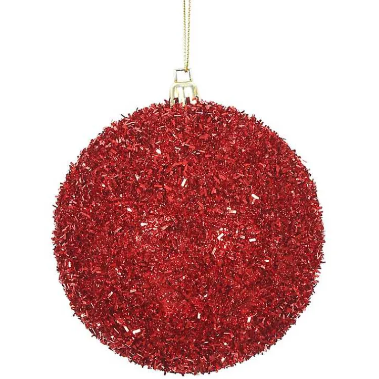 Christmas Ornaments>Kirklands Home Holly Tinsel 4-pc. Christmas Ornament Set Red