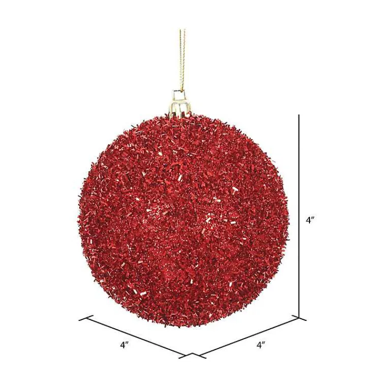 Christmas Ornaments>Kirklands Home Holly Tinsel 4-pc. Christmas Ornament Set Red