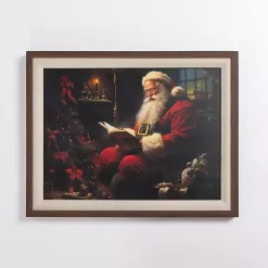 Christmas Art & Wall Decor>Kirklands Home Holly Santa Reading Framed Art Print Multi