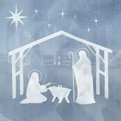 Christmas Art & Wall Decor>Kirklands Home Holy Family Star Stable Framed Canvas Art Print Blue
