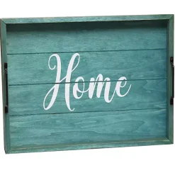 Decorative Trays>Kirklands Home Home Wash Wood Tray Blue