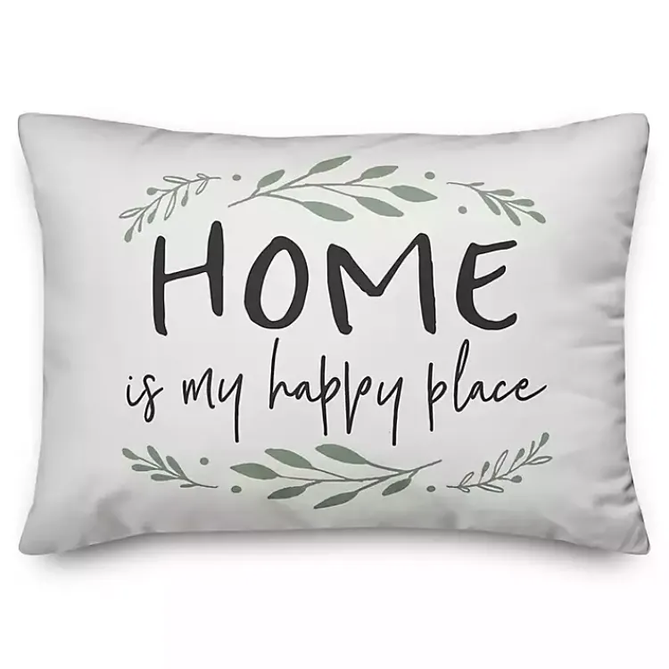 Pillows>Kirklands Home Home Is My Happy Place Pillow White