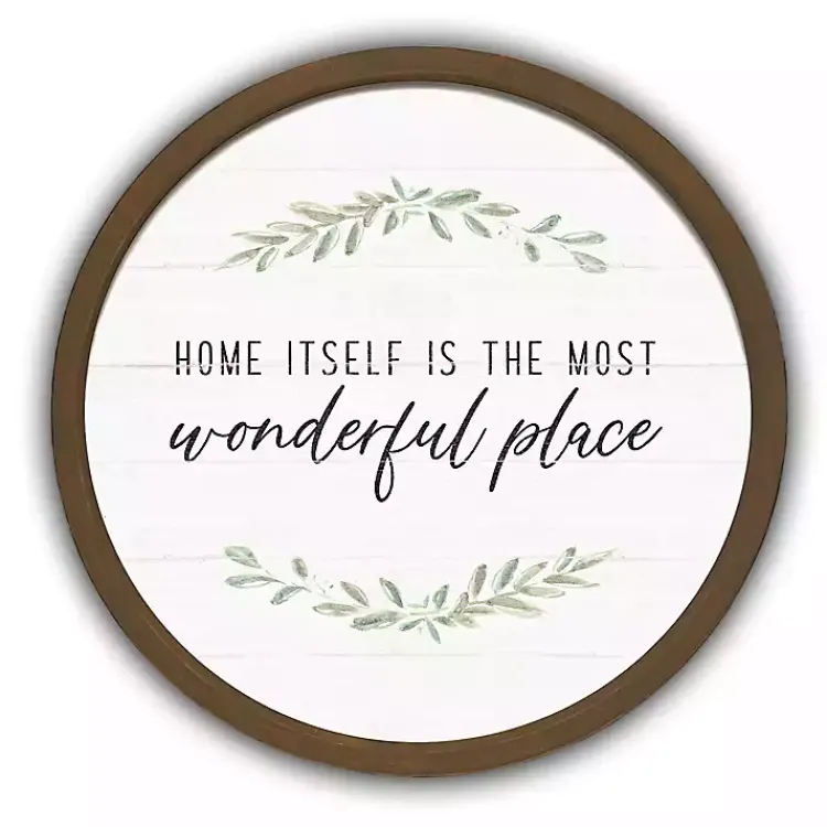Kirklands Home Home is Wonderful Round Framed Plaque Brown Sale