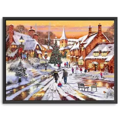 Christmas Art & Wall Decor>Kirklands Home Hometown Snow Day Framed Canvas Art Print