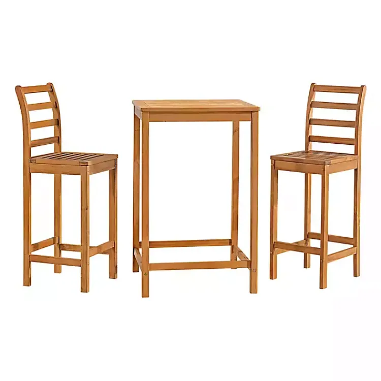 Kirklands Home Honey Acacia Wood Bar Height 3-pc. Bistro Set Tan Clearance