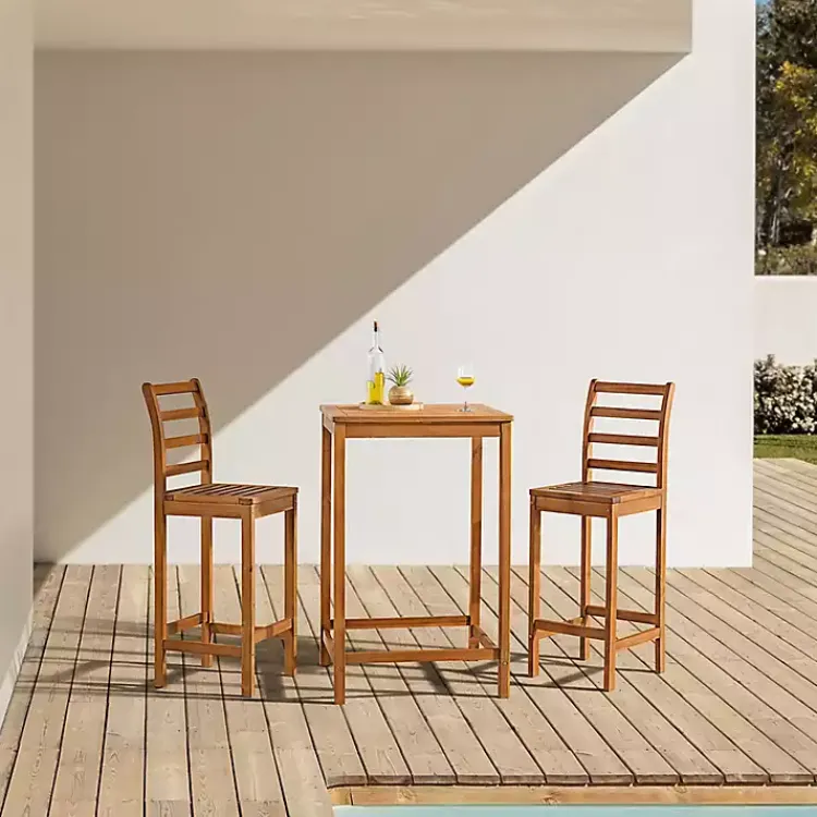 Kirklands Home Honey Acacia Wood Bar Height 3-pc. Bistro Set Tan Clearance