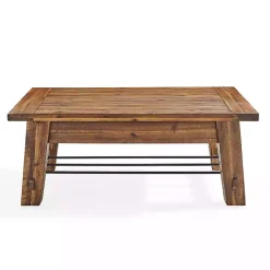 Kirklands Home Honey Acacia Wood Coffee Table with Metal Bars Tan Best