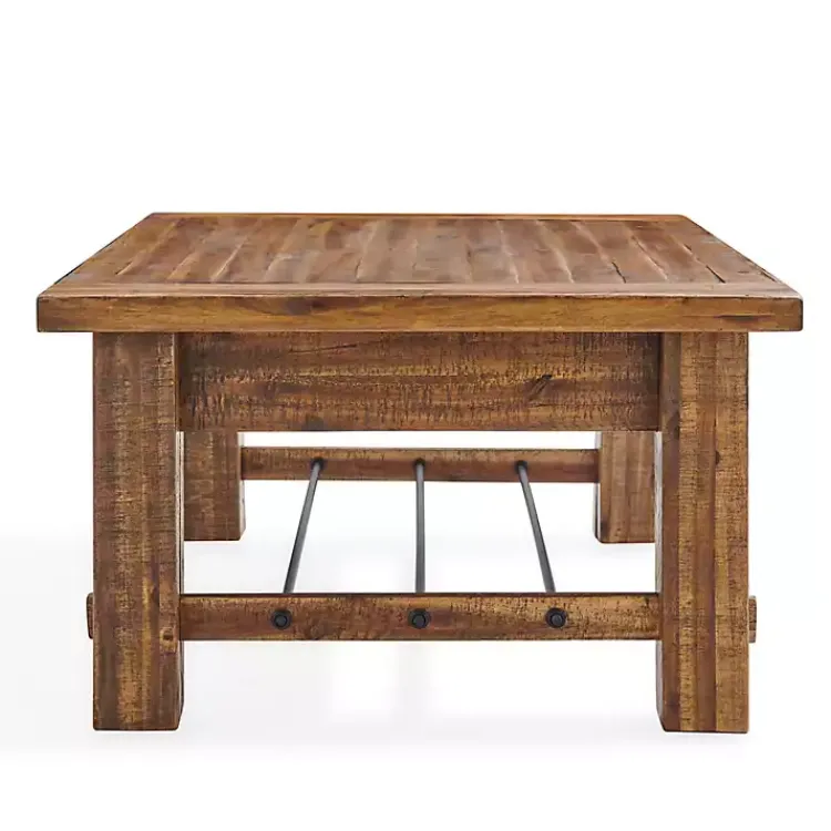 Kirklands Home Honey Acacia Wood Coffee Table with Metal Bars Tan Best