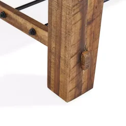 Kirklands Home Honey Acacia Wood Coffee Table with Metal Bars Tan Best