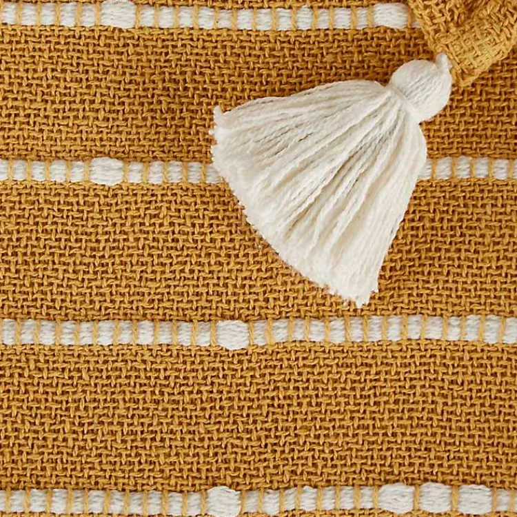 Blankets & Throws>Kirklands Home Honey Gold Slub Stripe Decorative Throw Yellow