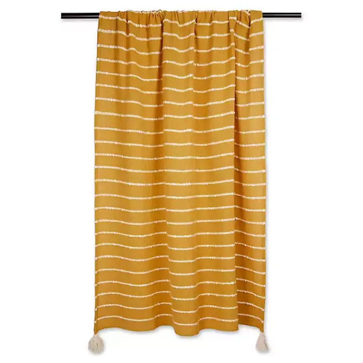 Blankets & Throws>Kirklands Home Honey Gold Slub Stripe Decorative Throw Yellow