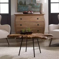 Kirklands Home Honey Natural Teak Wood Coffee Table Brown New