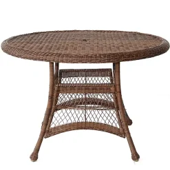Kirklands Home Honey Resin Wicker Round Dining Table Brown New